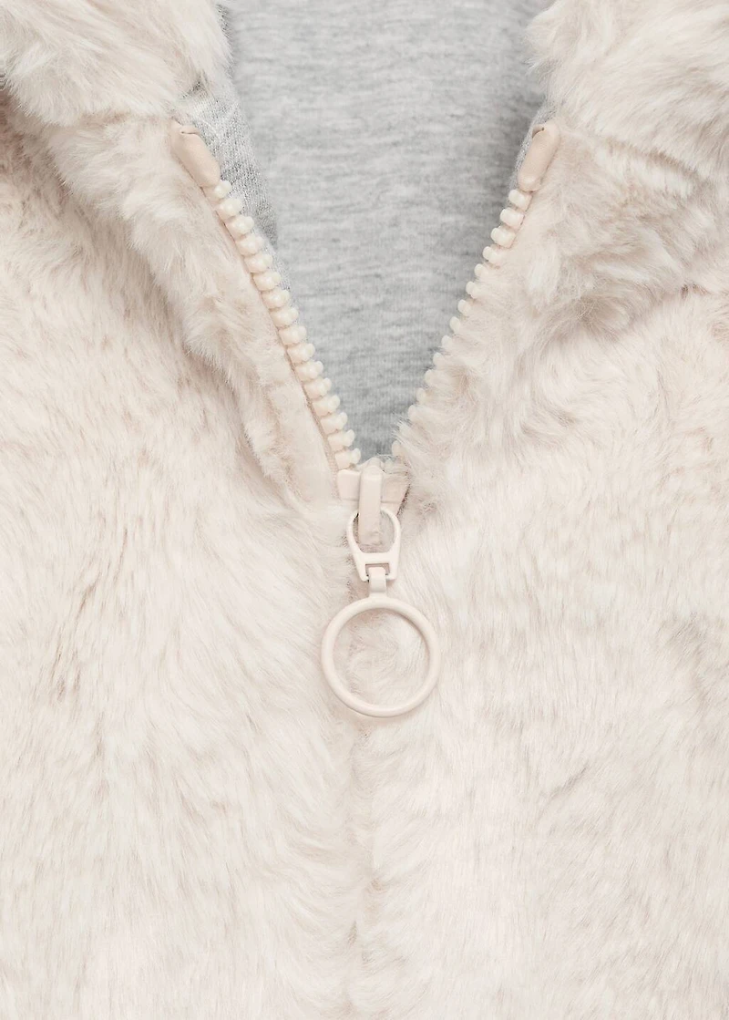Hooded fur-effect coat