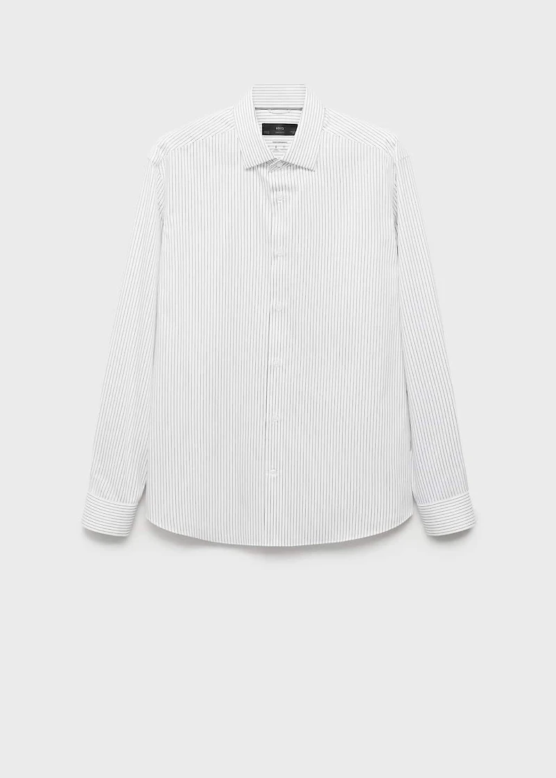 Regular-fit non-iron cotton striped shirt