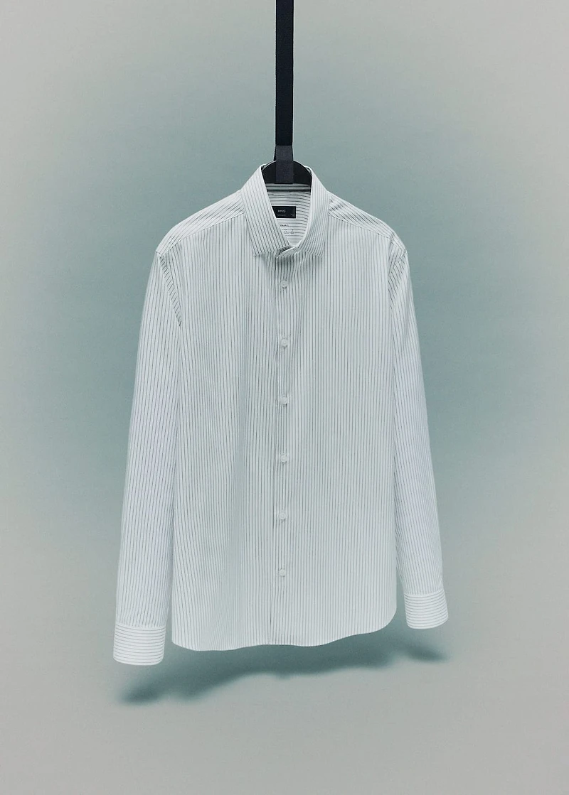 Regular-fit non-iron cotton striped shirt