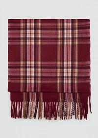 Check scarf with fringed ends