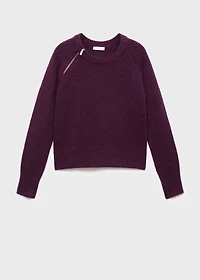 Knitted sweater with zip collar