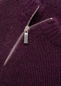 Knitted sweater with zip collar