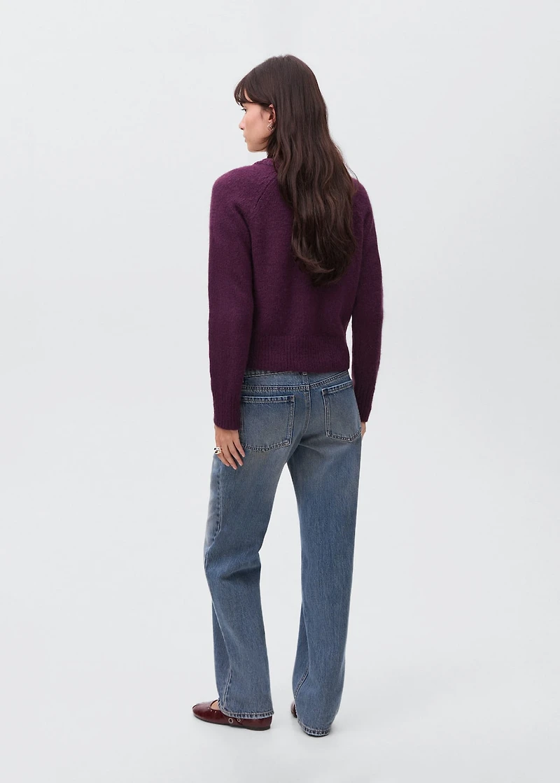 Knitted sweater with zip collar