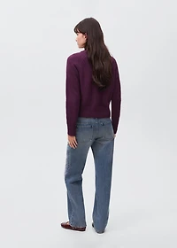 Knitted sweater with zip collar