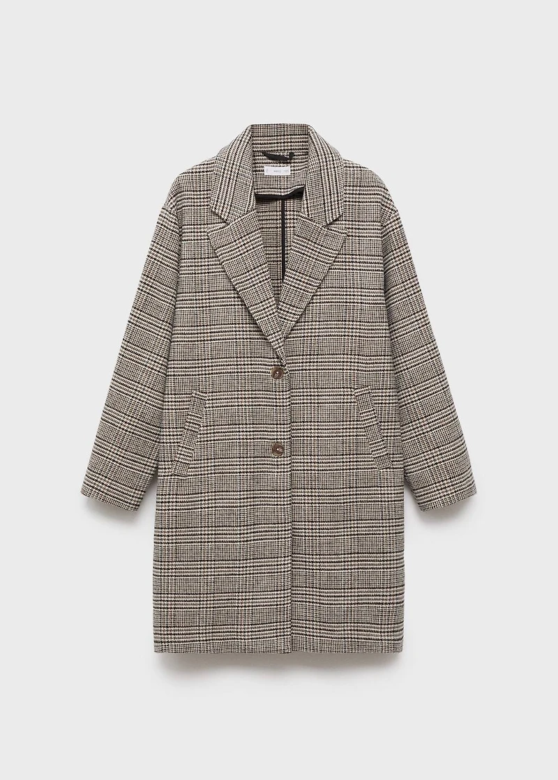 Houndstooth wool-blend coat