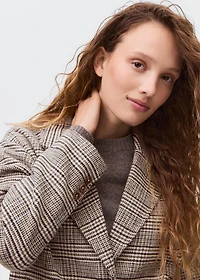 Houndstooth wool-blend coat