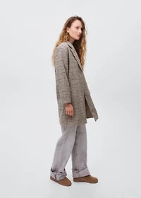 Houndstooth wool-blend coat