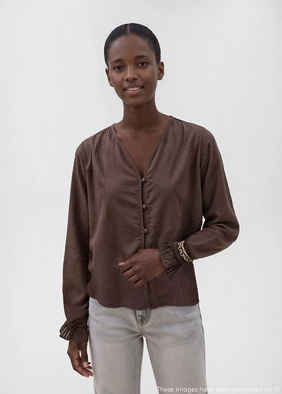 Ruched sleeve blouse
