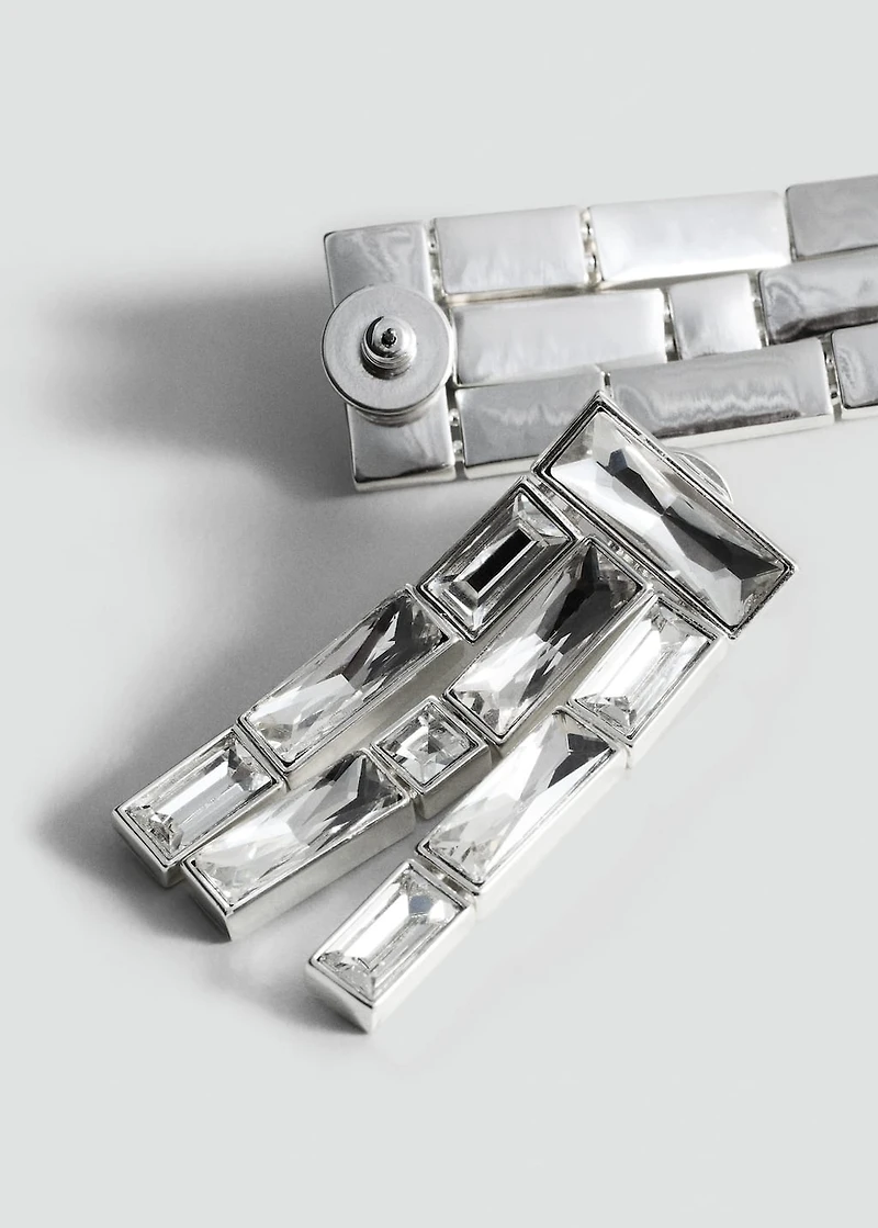 Dangling earrings with crystal strips