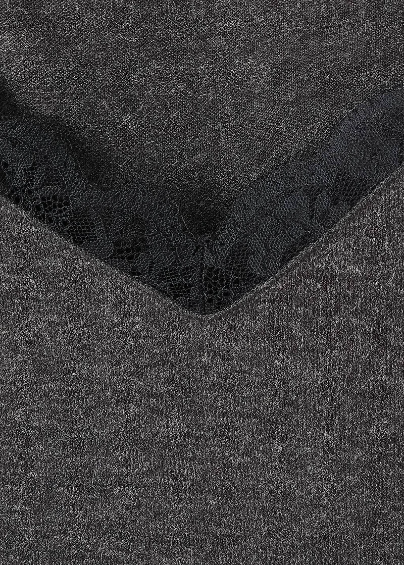 Lace-trimmed scoop-neck top