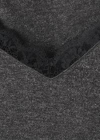 Lace-trimmed scoop-neck top