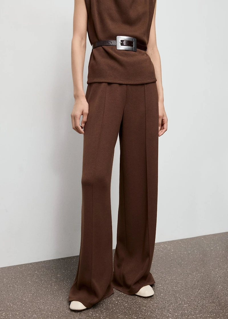 Seam-detail straight-fit pants