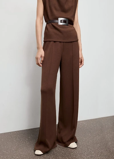 Seam-detail straight-fit pants