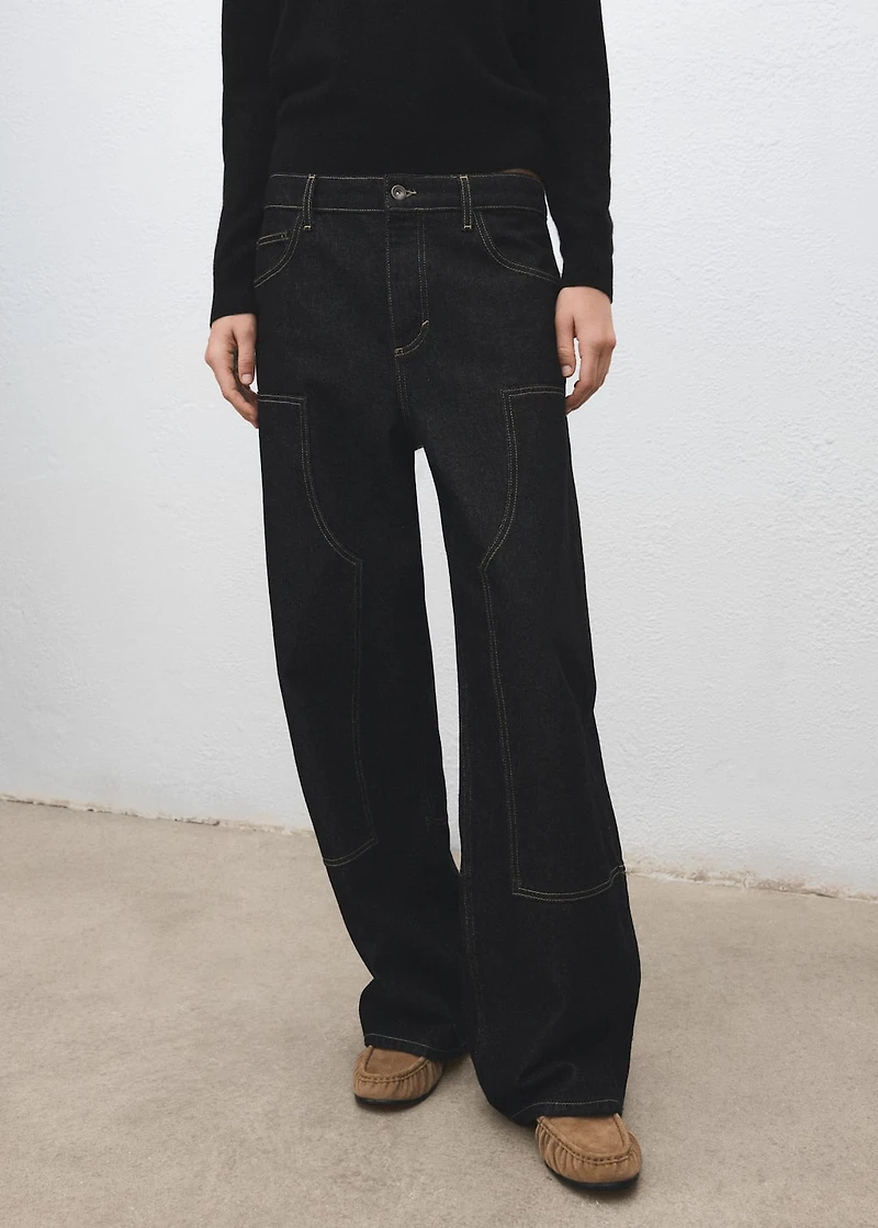 Balloon jeans with patches