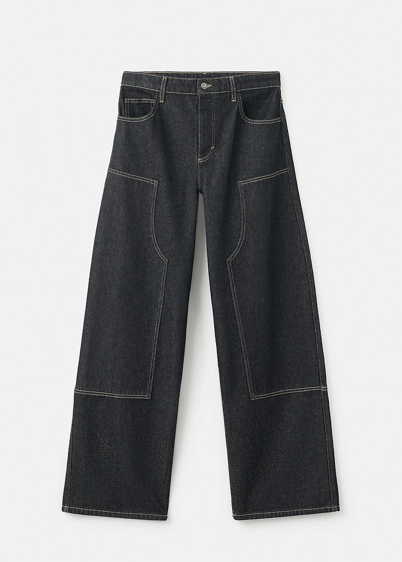 Balloon jeans with patches