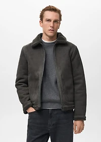 Double face jacket with sheepskin details