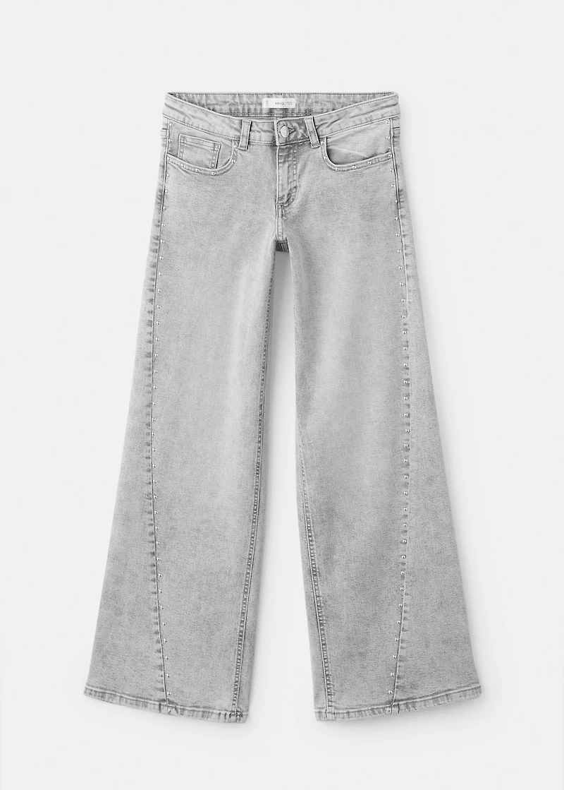 Wide leg jeans with studs