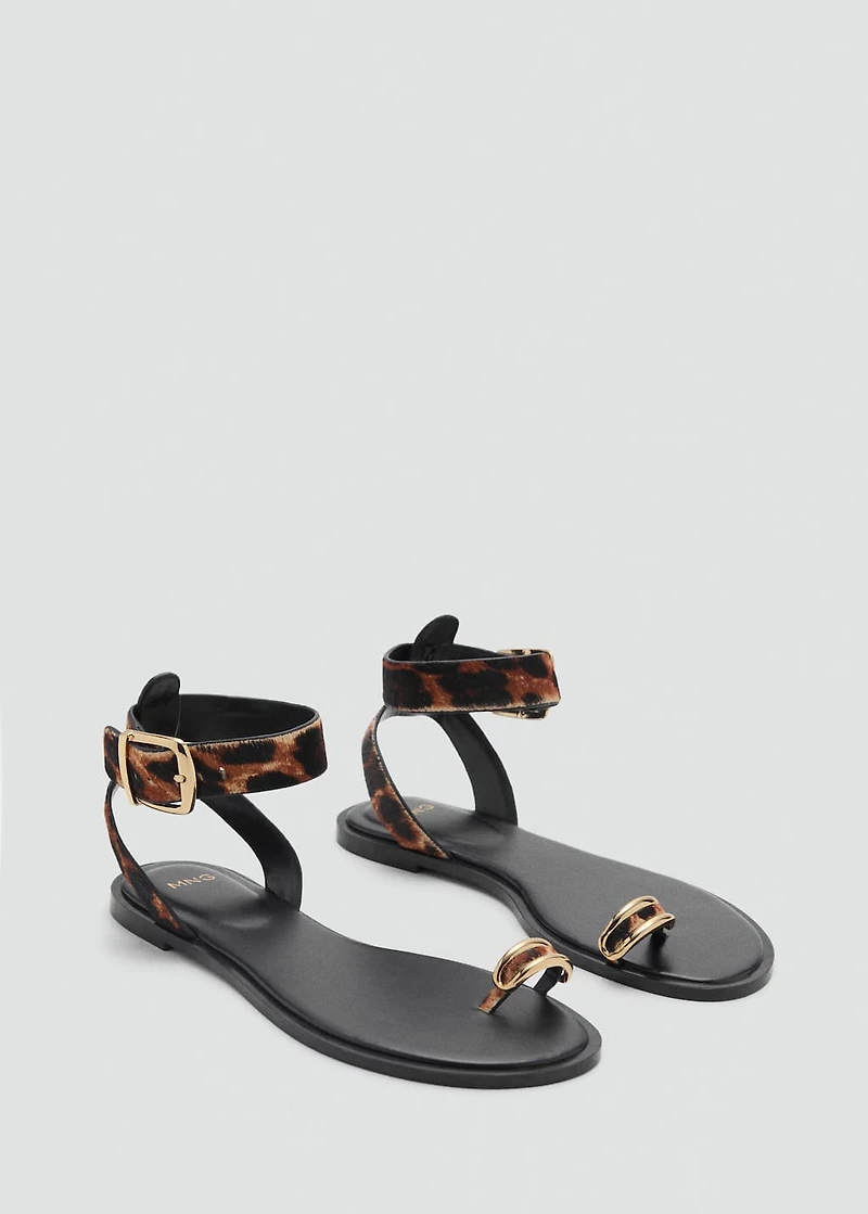 Animal-print leather sandals