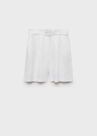 Belt linen-blend Bermuda shorts