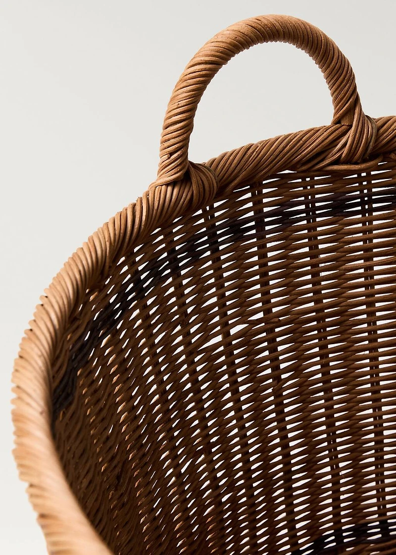 Medium round rattan basket with handles