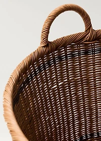 Medium round rattan basket with handles
