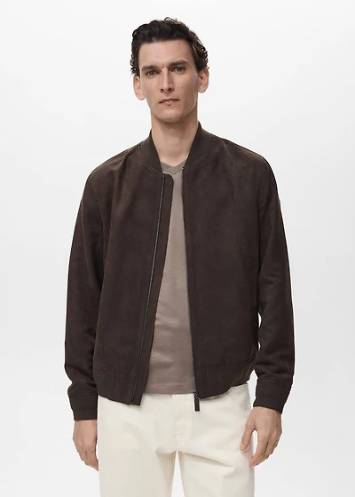 Suede-effect bomber jacket