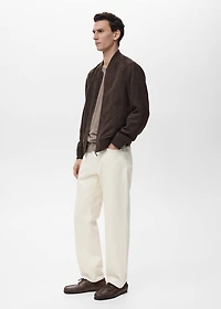 Suede-effect bomber jacket