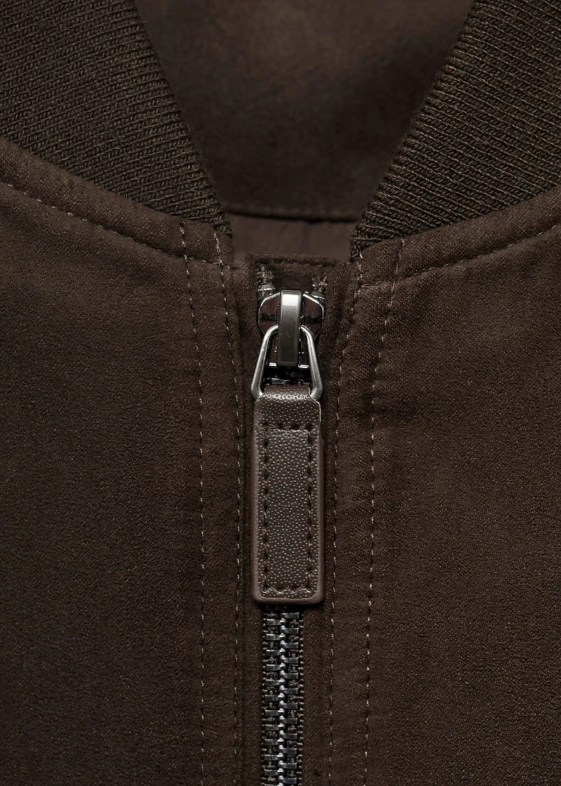 Suede-effect bomber jacket