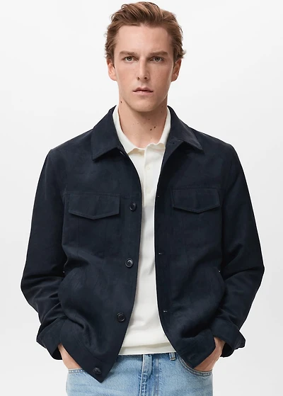 Suede leather-effect overshirt