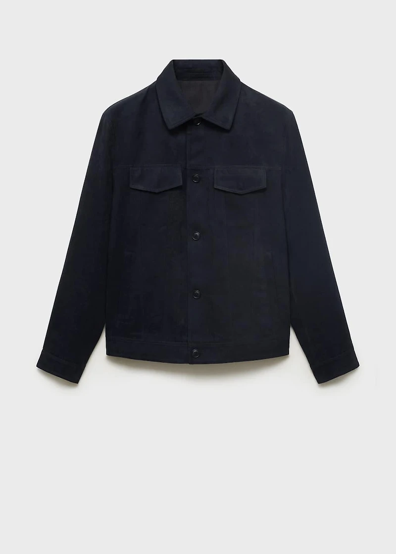 Suede leather-effect overshirt