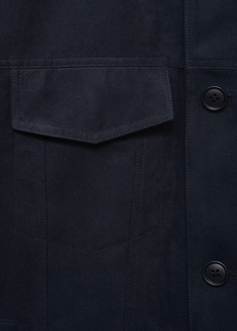 Suede leather-effect overshirt