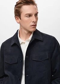 Suede leather-effect overshirt