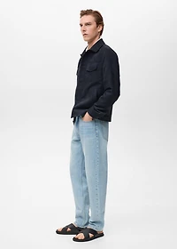 Suede leather-effect overshirt