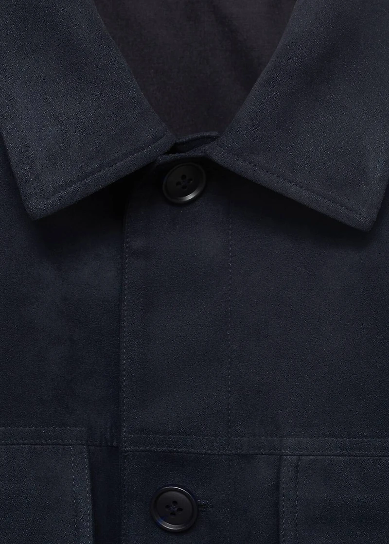Suede leather-effect overshirt