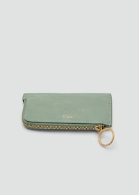 Hammered leather-effect card holder with zipper