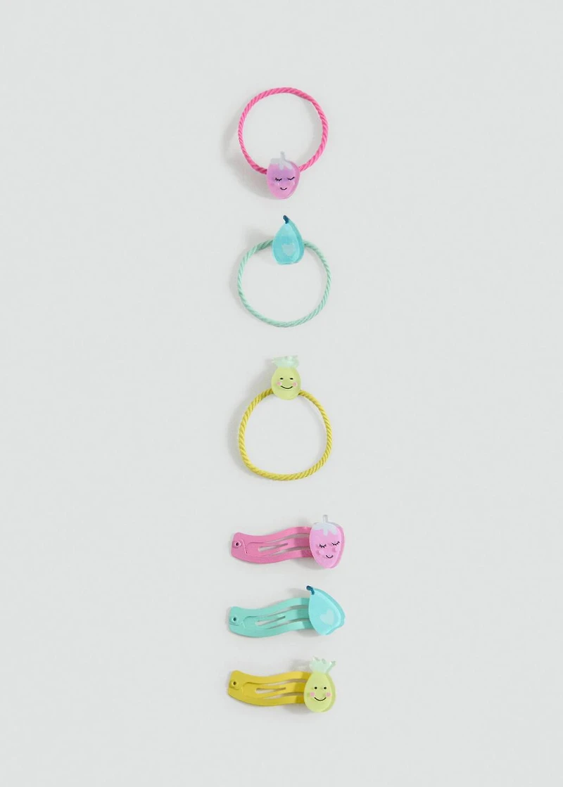 Pack of rubber bands and clips