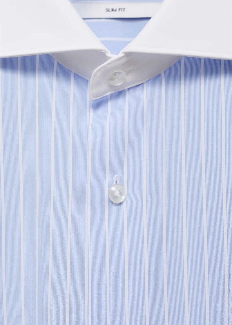 Striped-print slim-fit suit shirt