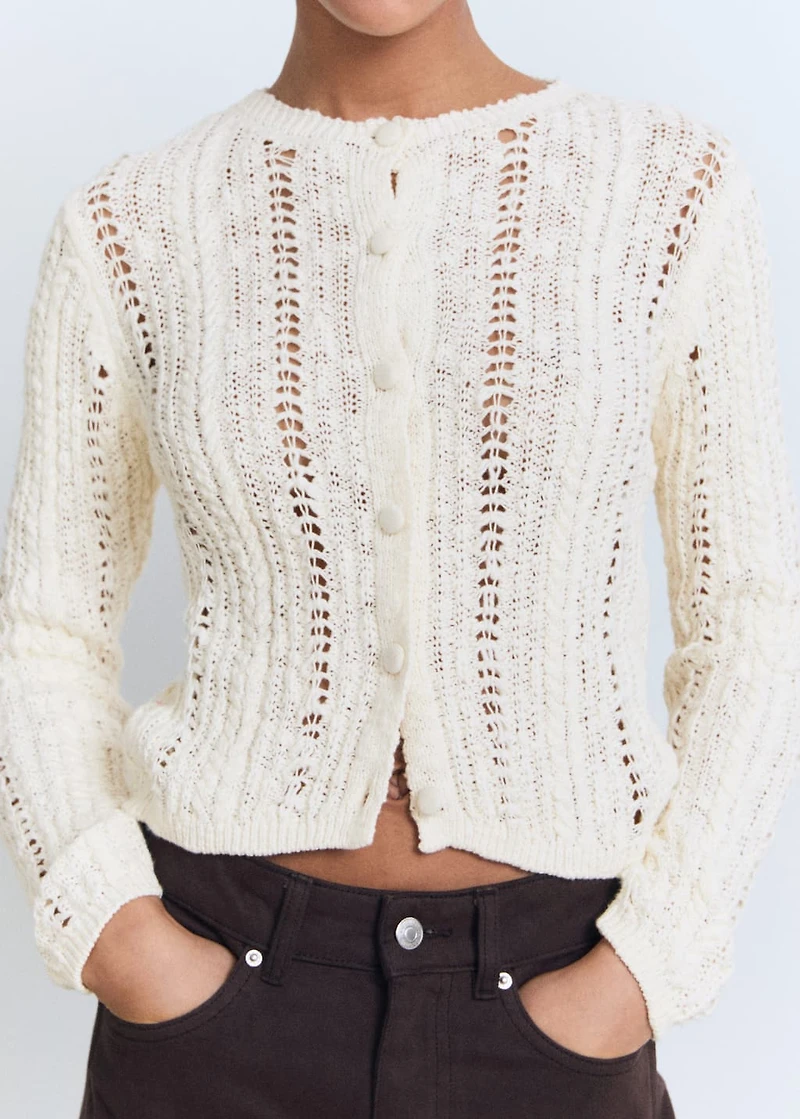 Openwork knit cardigan