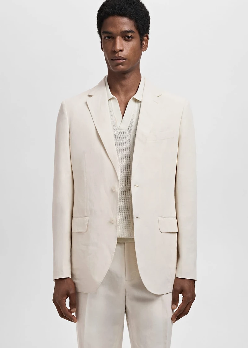 Slim-fit suit blazer made from a linen-lyocell blend
