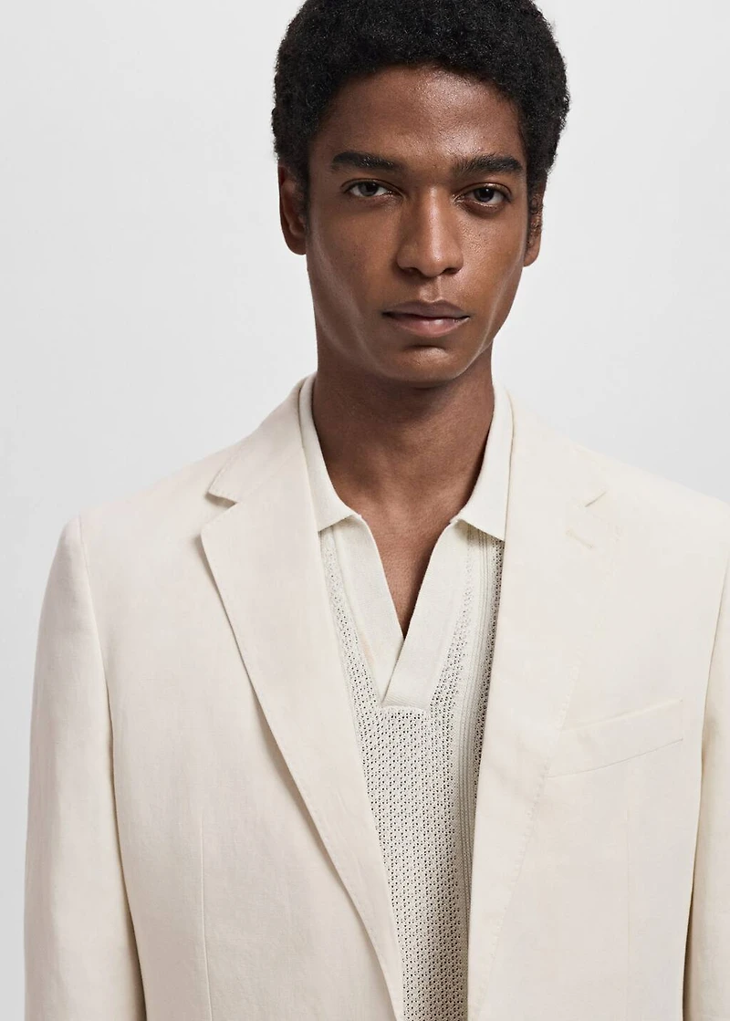 Slim-fit suit blazer made from a linen-lyocell blend