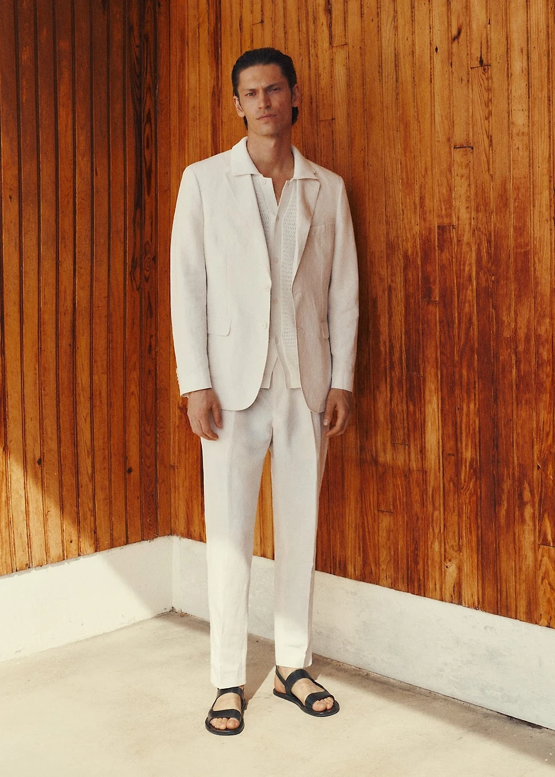 Slim-fit suit blazer made from a linen-lyocell blend