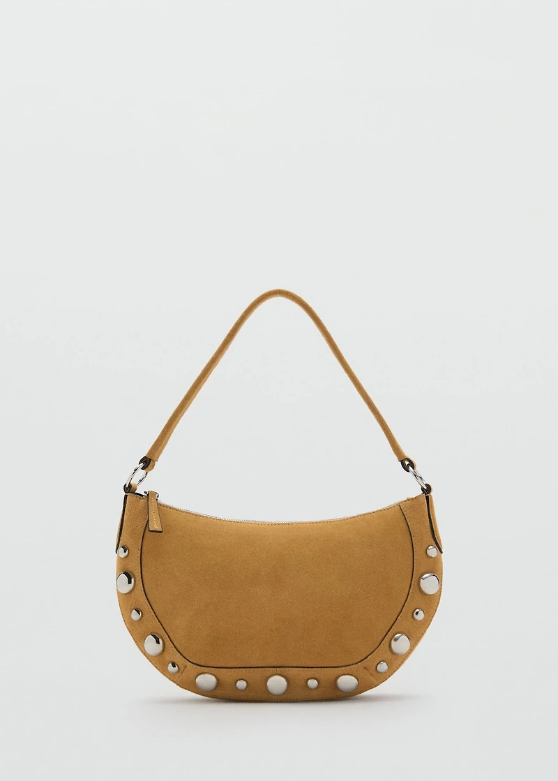 Suede leather studded handbag