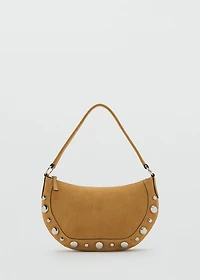Suede leather studded handbag