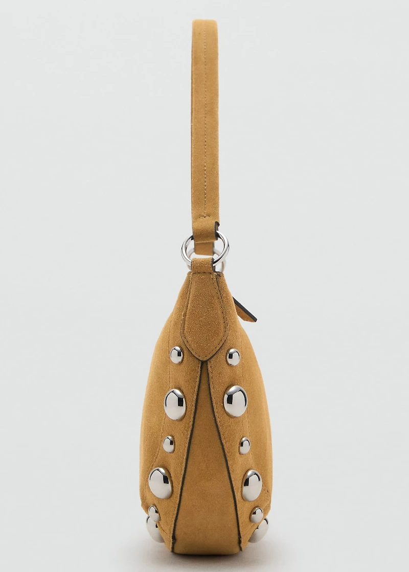 Suede leather studded handbag