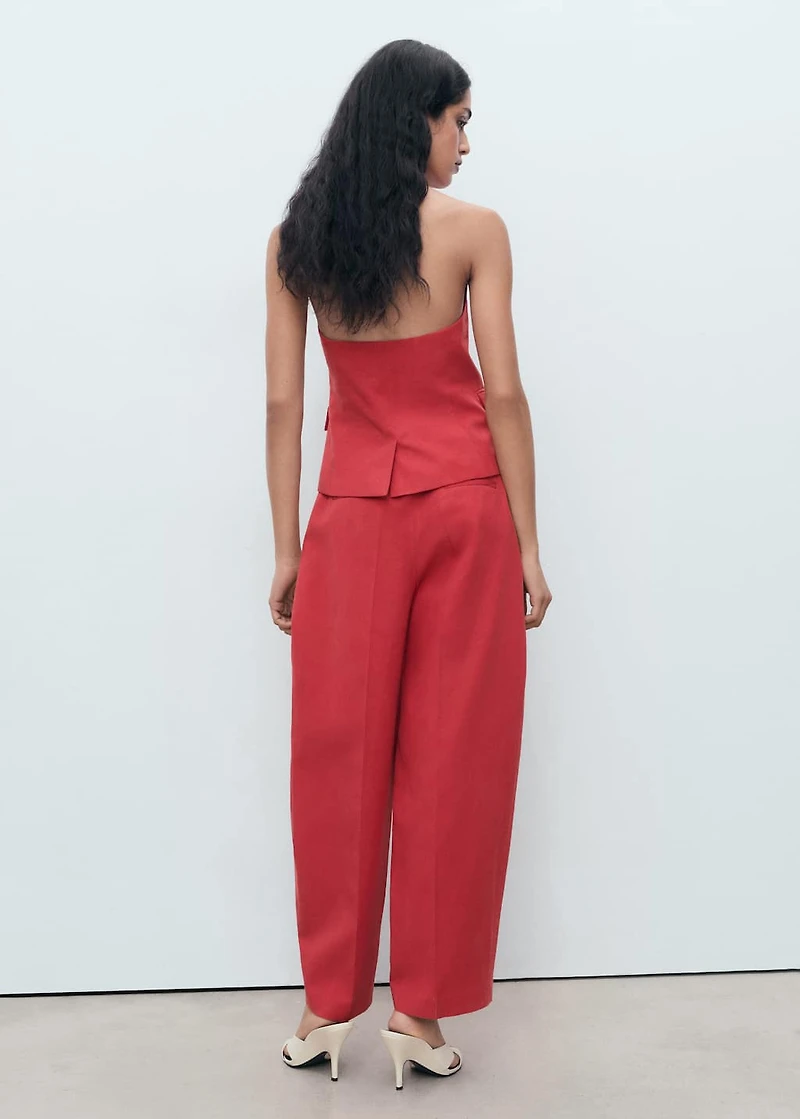 Linen-blend balloon suit pants