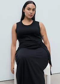 Cotton midi-dress with knot detail