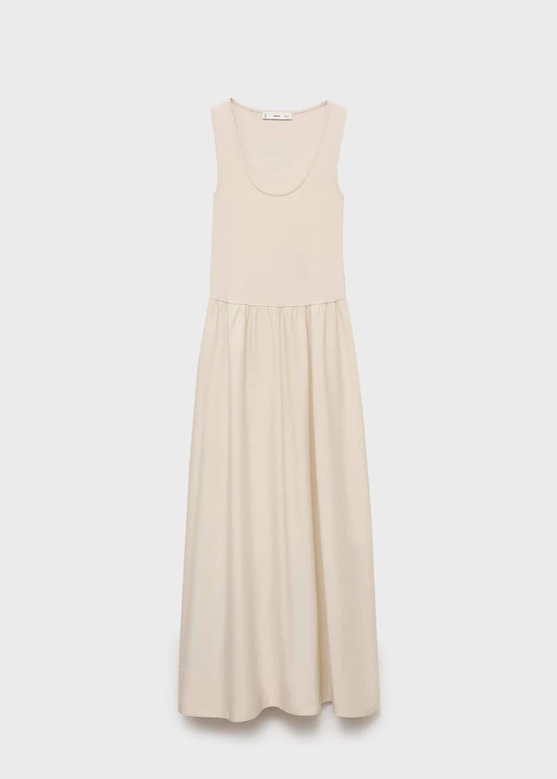 Flared dress combined fabric