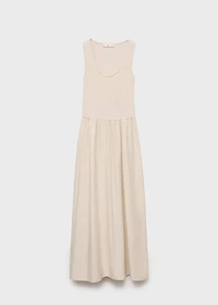 Flared dress combined fabric