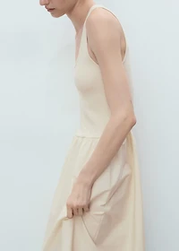 Flared dress combined fabric