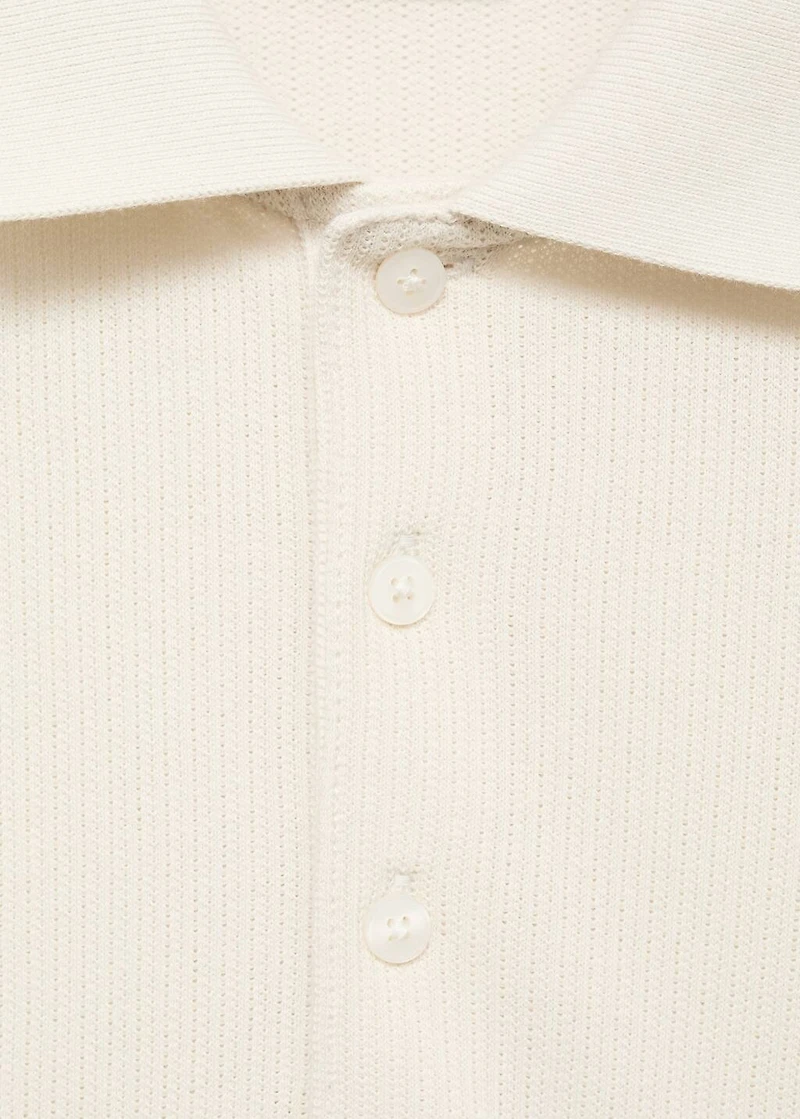 Fine rib-knit polo shirt